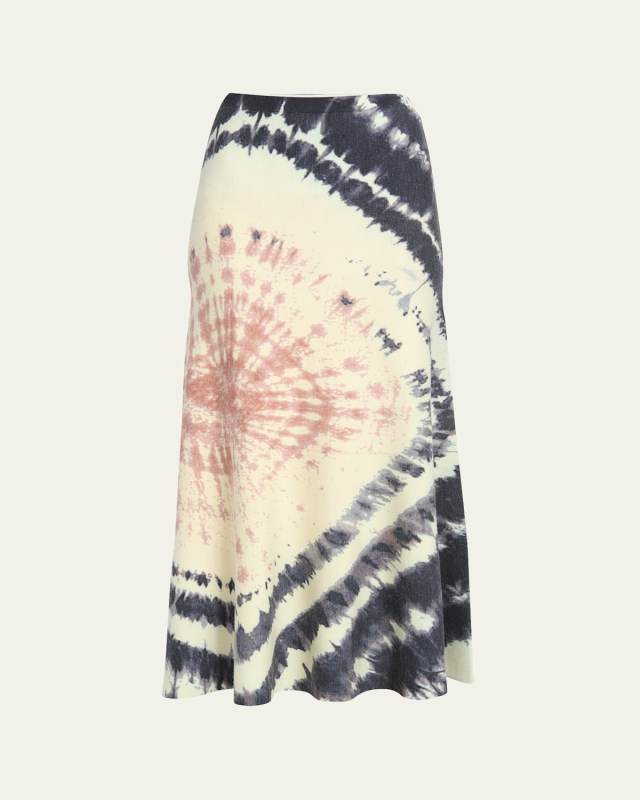 Olive Tie-Dye Cashmere Maxi Skirt